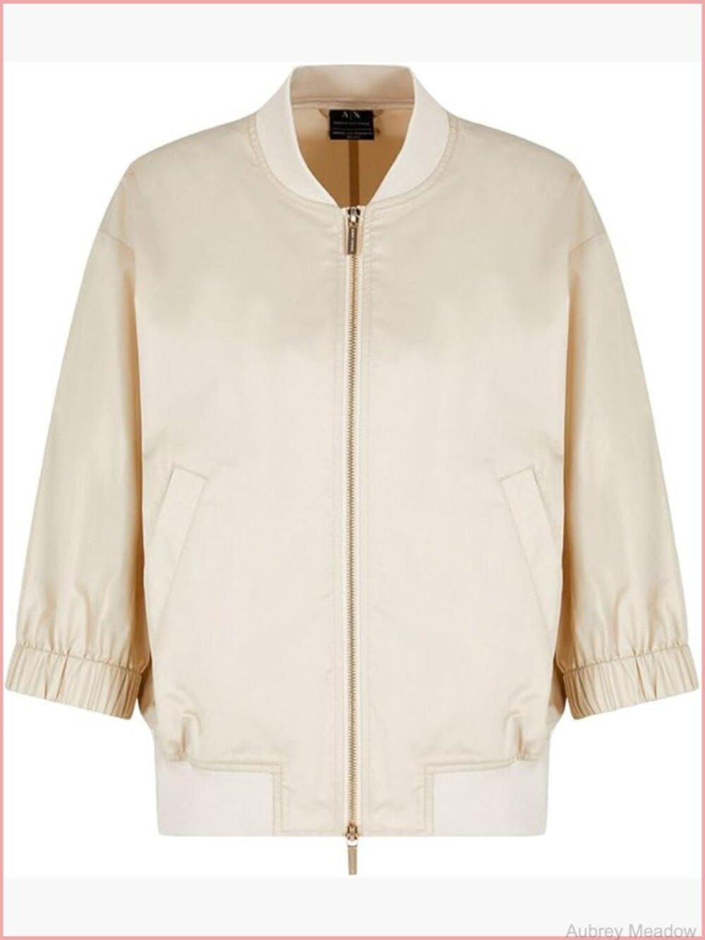 3/4 Sleeve Poplin Jacket Lightweight Cotton Zip Front